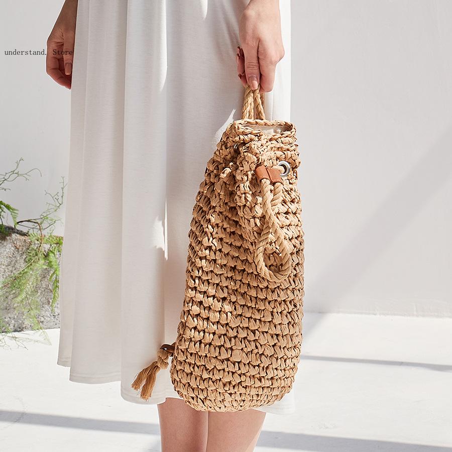 Handmade Drawstring Beach Shou - Women'S Raffia Bags 评论和价格