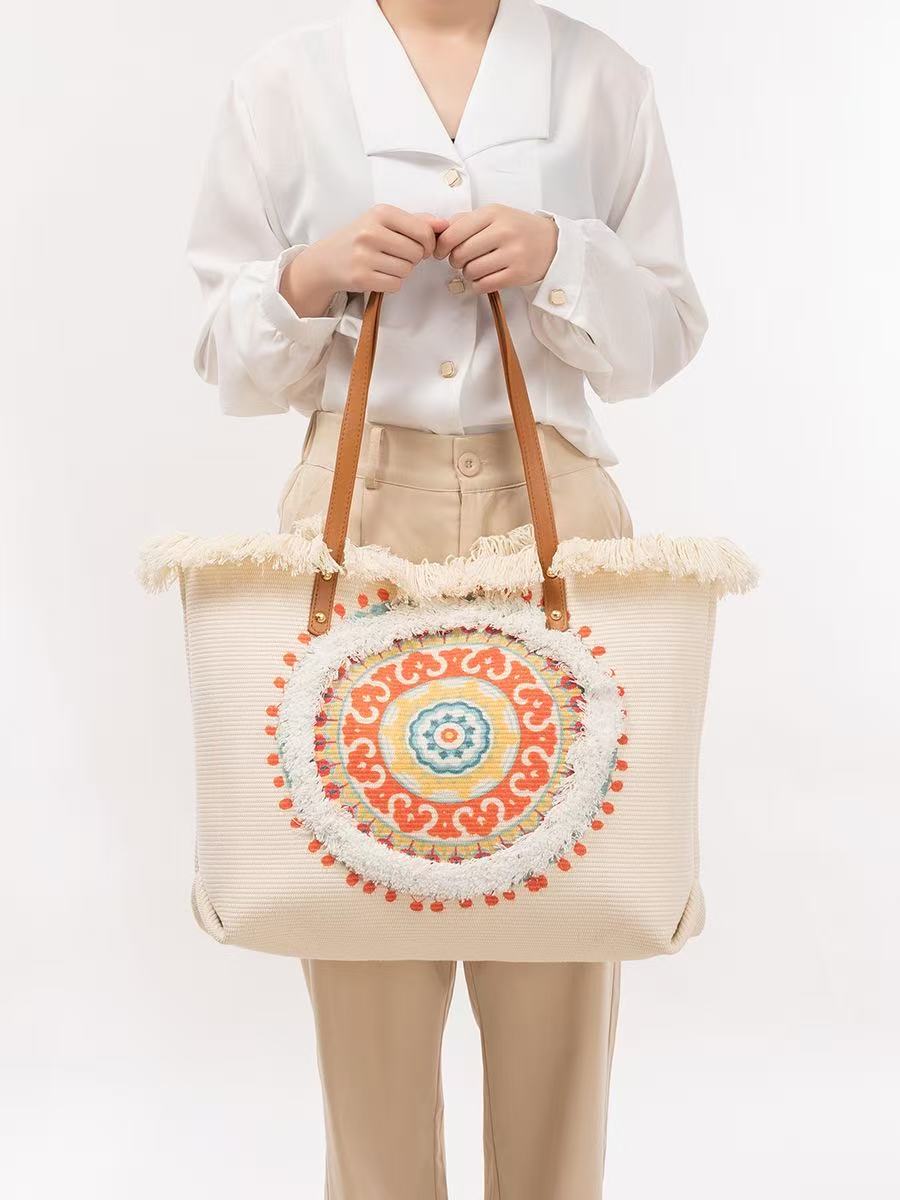 Raffia Tote Bag with Colorful  - Women'S Raffia Bags 评论和价格