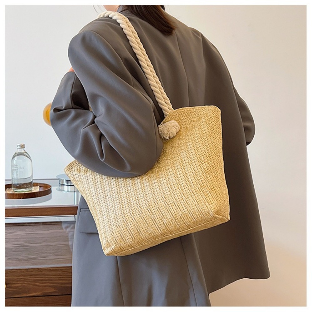 New Summer Beach Tote Bag Larg - Women'S Raffia Bags 评论和价格