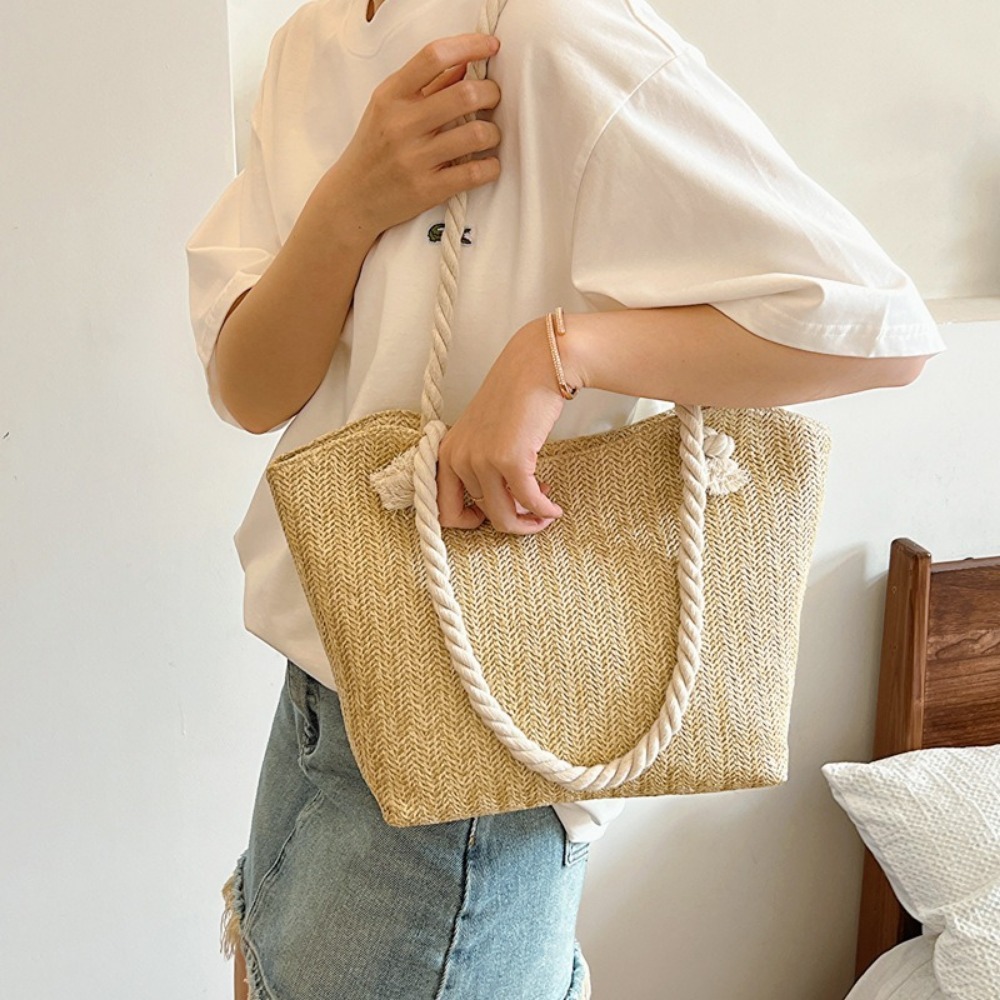New Summer Beach Tote Bag Larg - Women'S Raffia Bags 评论和价格