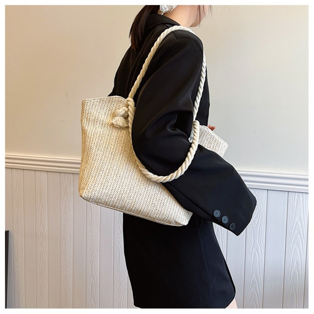 New Summer Beach Tote Bag Larg - Women'S Raffia Bags 评论和价格