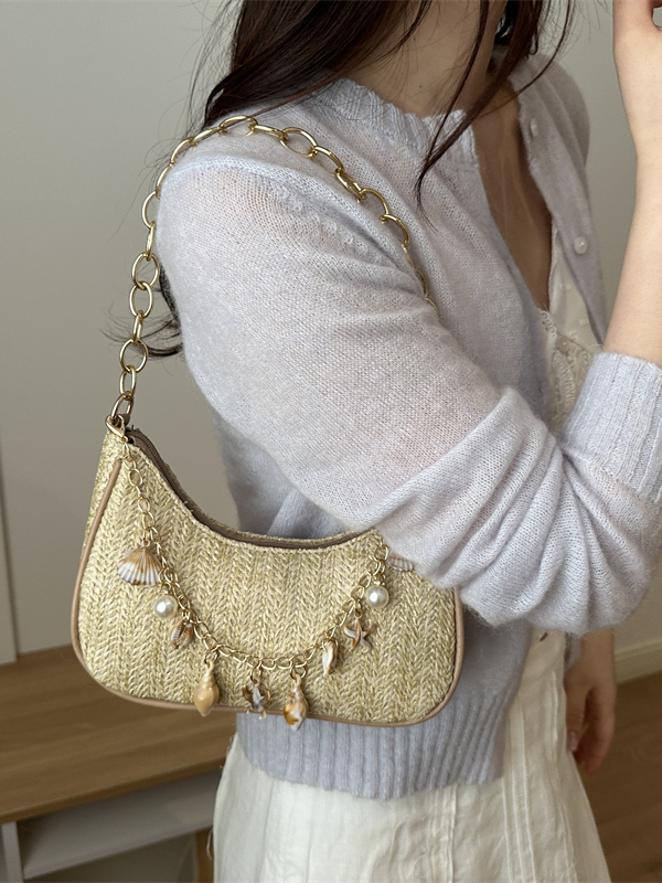 Fashionable  Pearl Straw Woven - Women'S Young Bags 评论和价格
