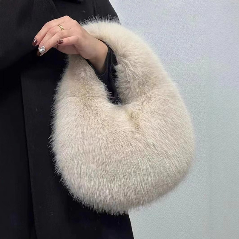 Fashion Soft Plush Half Moon B - Women Bags On Sale 评论和价格