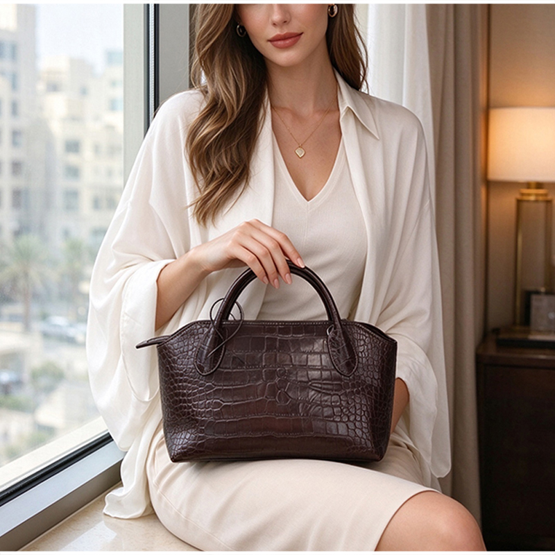 Luxury Women Croc Pattern Top  - Women Hand Bags For Office 评论和价格