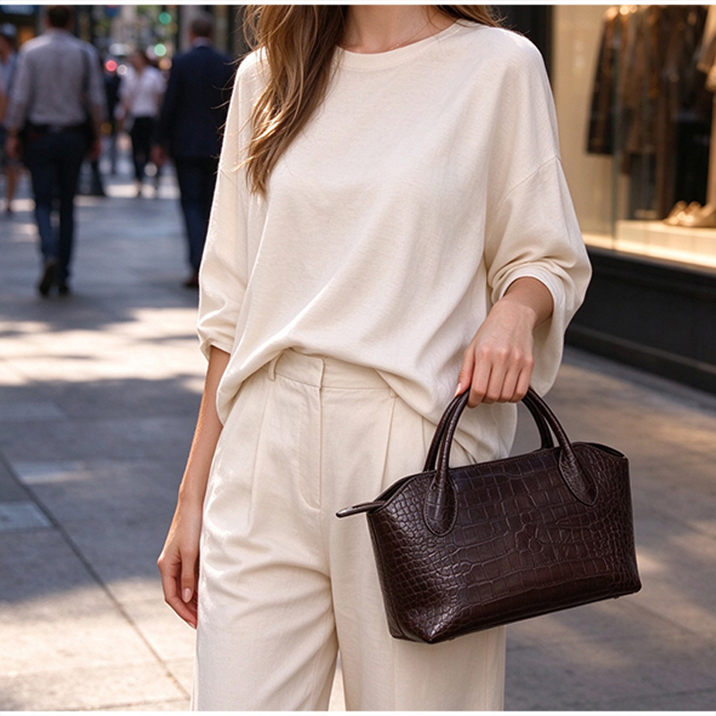 Luxury Women Croc Pattern Top  - Women Hand Bags For Office 评论和价格